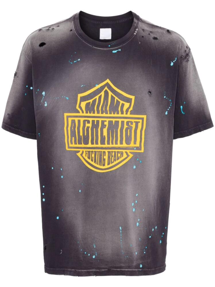 Alchemist logo-print distressed T-shirt - Purple Cover