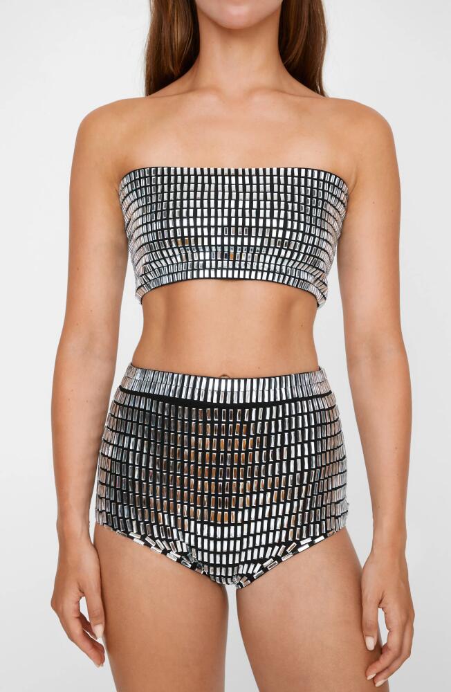 NASTY GAL Rhinestone Embellished Bandeau Top in Silver Cover