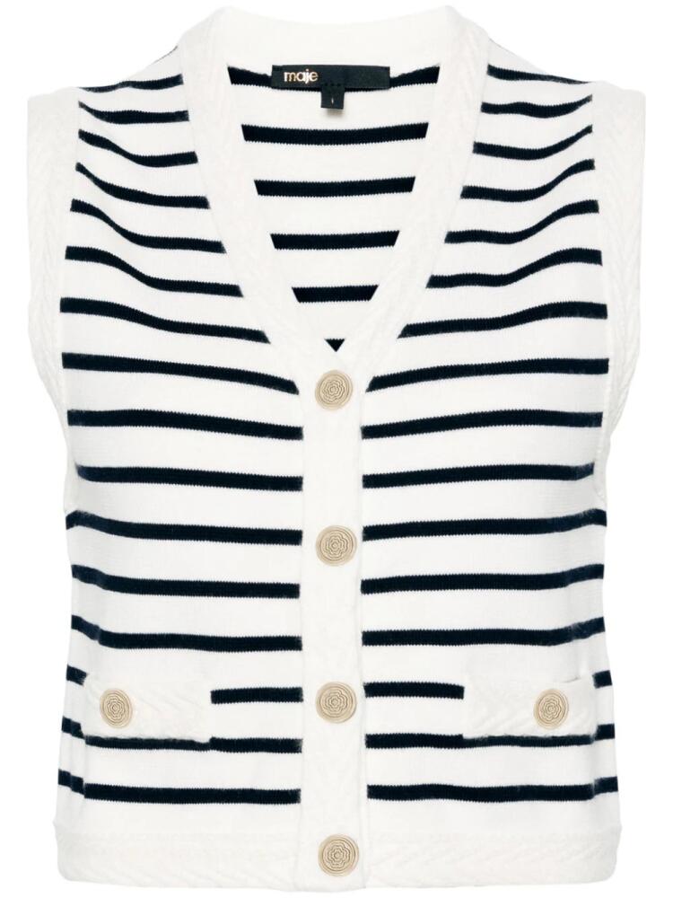 Maje striped cropped vest - White Cover