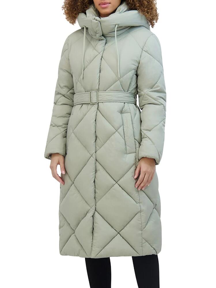 Kenneth Cole Women's Belted Puffer Coat - Sage Cover