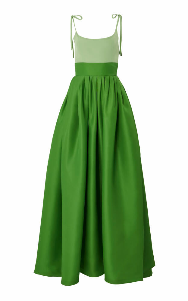 Carolina Herrera - Tie-Strap Silk Gown - Green Cover