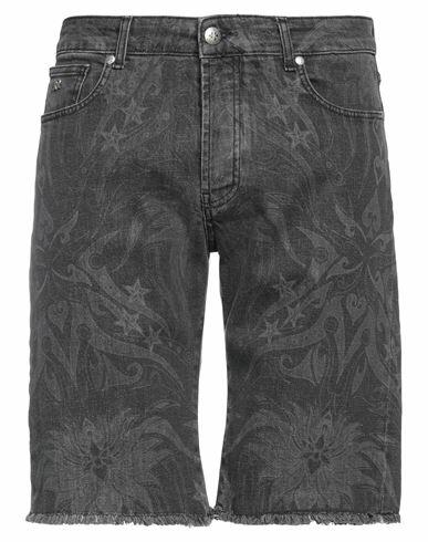 John Richmond Man Denim shorts Steel grey Cotton, Elastane Cover