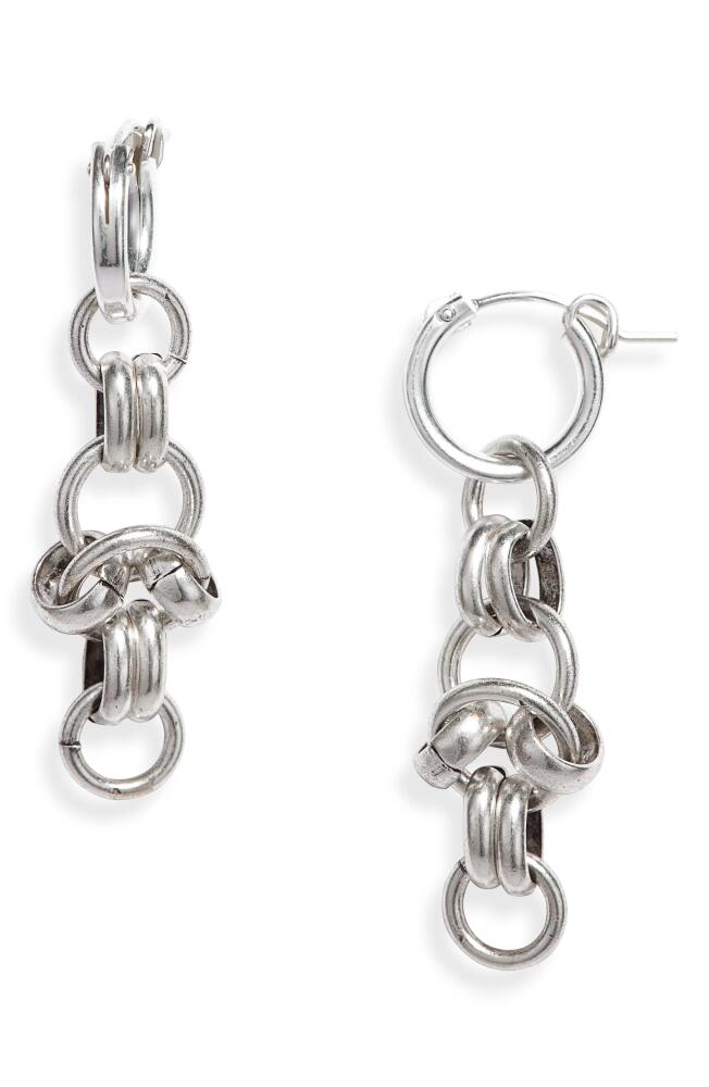 Child of Wild Pinto Chain Drop Huggie Hoop Earrings in Silver Cover