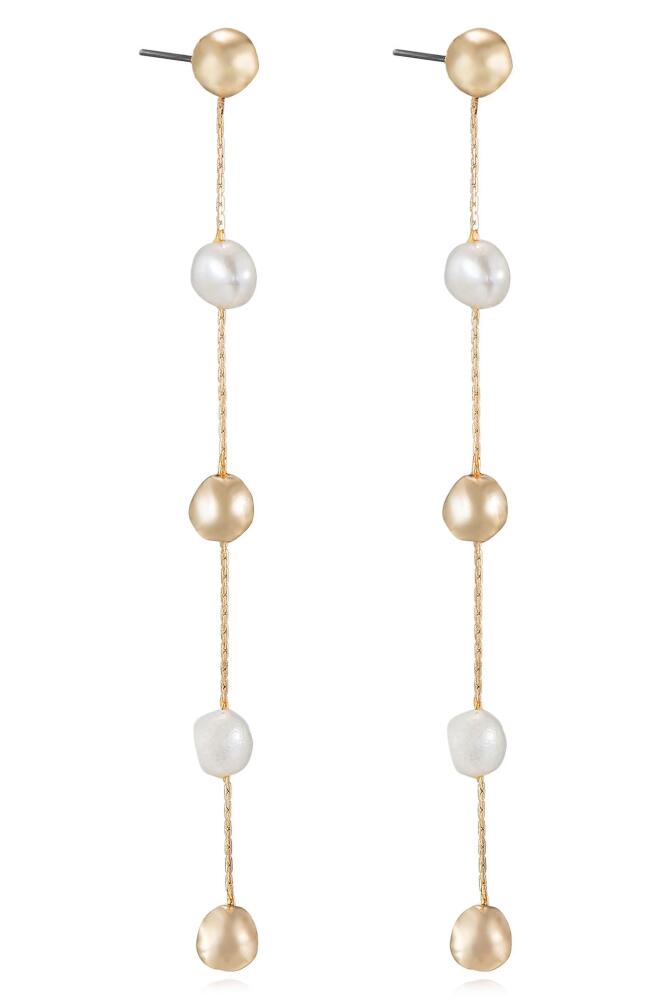 Ettika Cultured Freshwater Pearl Linear Drop Earrings in Gold Cover