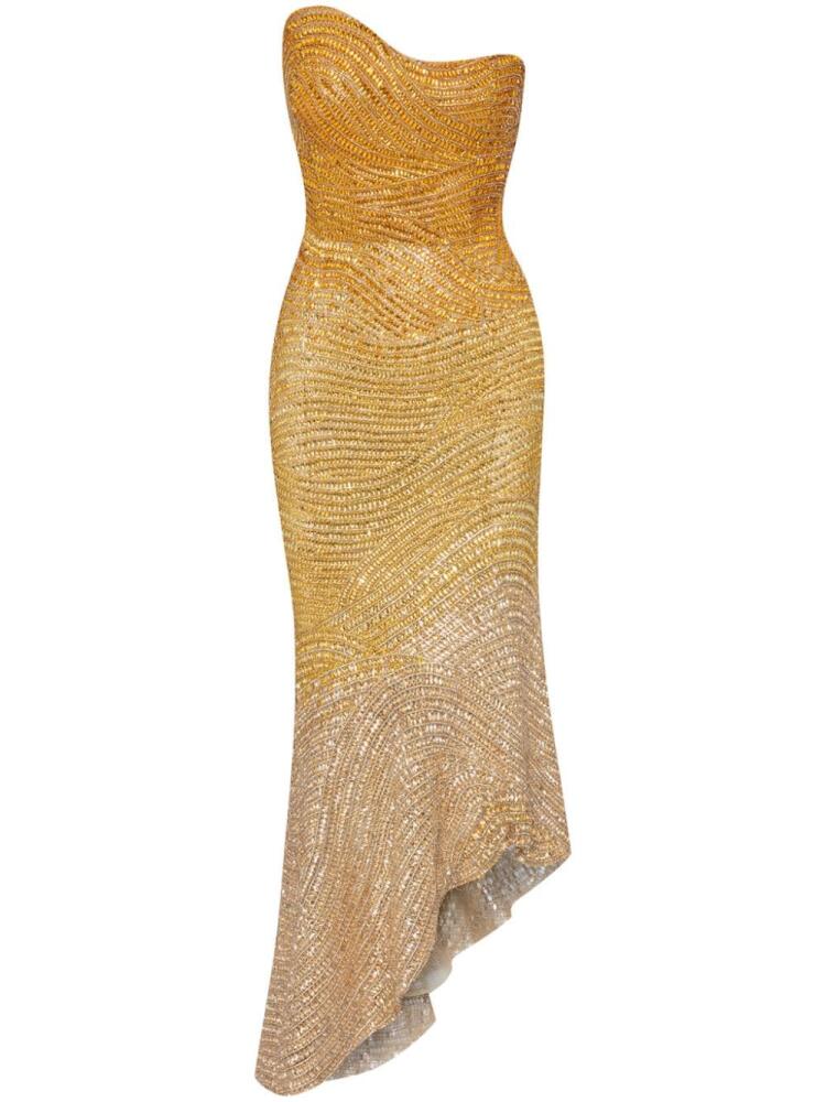 Oscar de la Renta ombré crystal cocktail dress - Yellow Cover