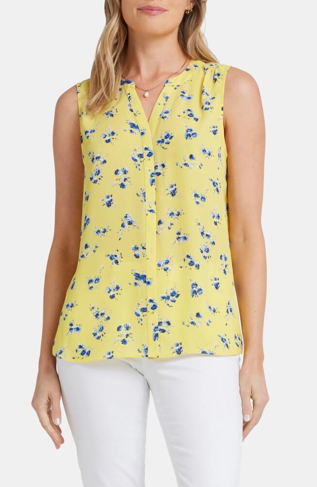 NYDJ Print Pleat Back Sleeveless Split Neck Blouse in Mimosa Park Cover