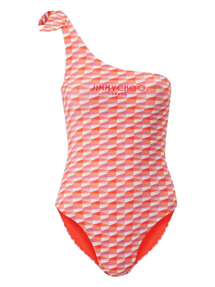 Jimmy Choo Alula diamond-print swimsuit - Pink Cover