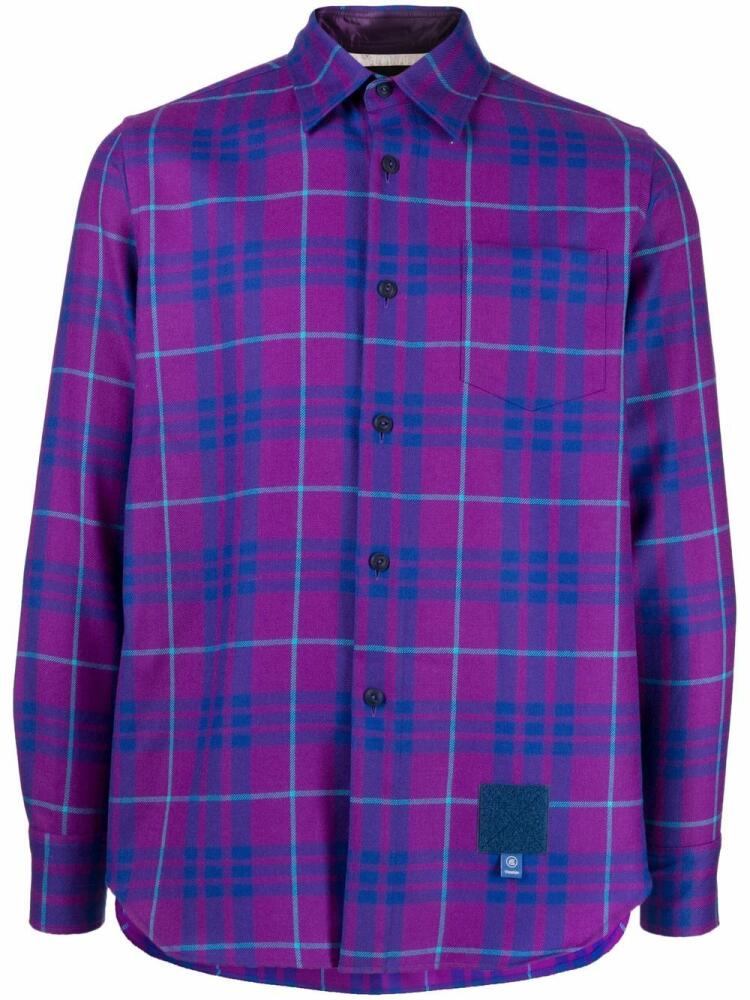 Fumito Ganryu button-down check shirt - Purple Cover