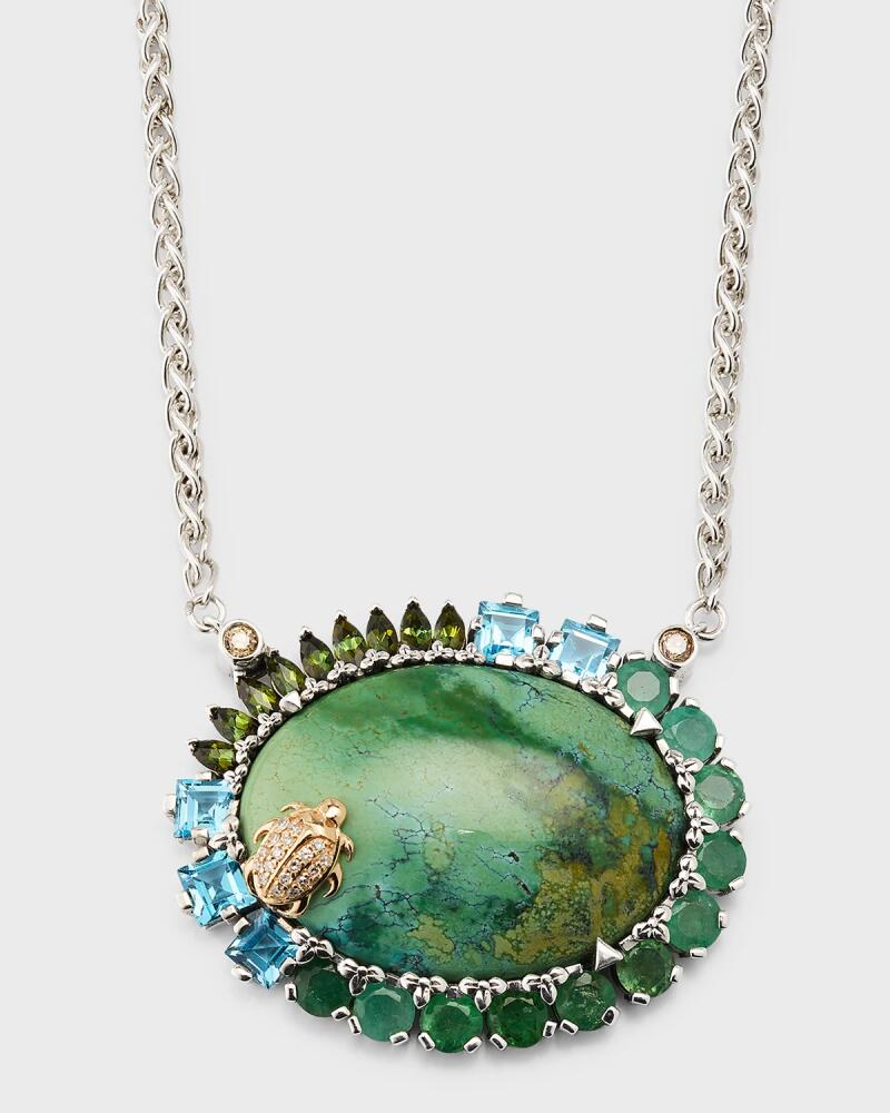 Stephen Dweck Turquoise Multi-Gemstone Pendant Necklace with Diamonds Cover