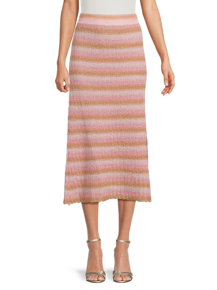 Misa Los Angeles Women's Luca Striped Metallic Midi Skirt - Pink Combo Cover