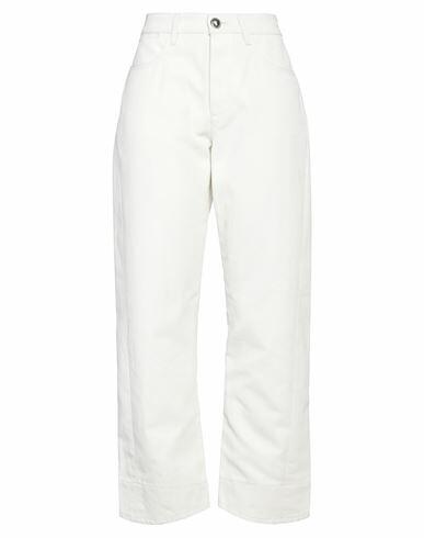 Jil Sander Woman Jeans White Cotton, Linen Cover