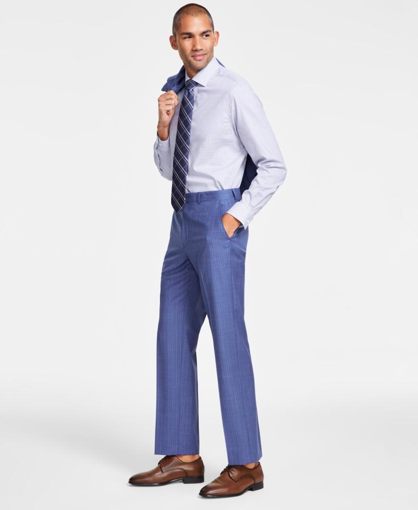 Michael Kors Men's Classic-Fit Pinstripe Wool Stretch Suit Pants - Bright Blue Pin Cover