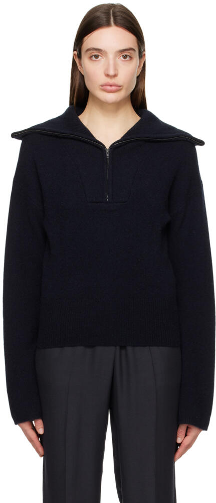 Joseph Navy Half-Zip Sweater Cover