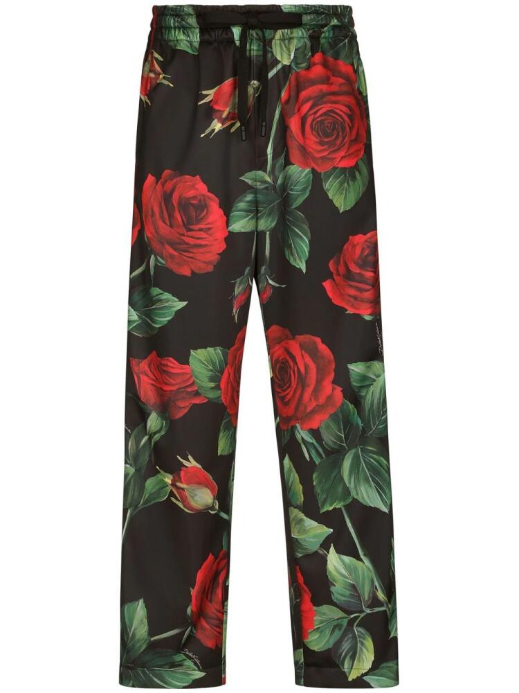 Dolce & Gabbana floral-print track trousers - Black Cover