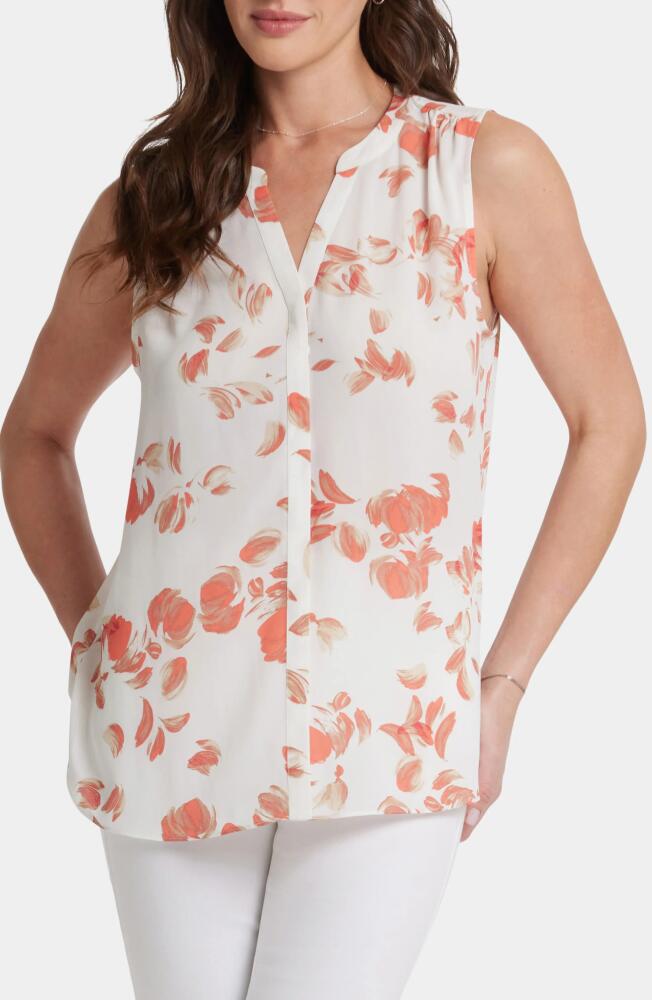 NYDJ Print Pleat Back Sleeveless Split Neck Blouse in Aurora Cover