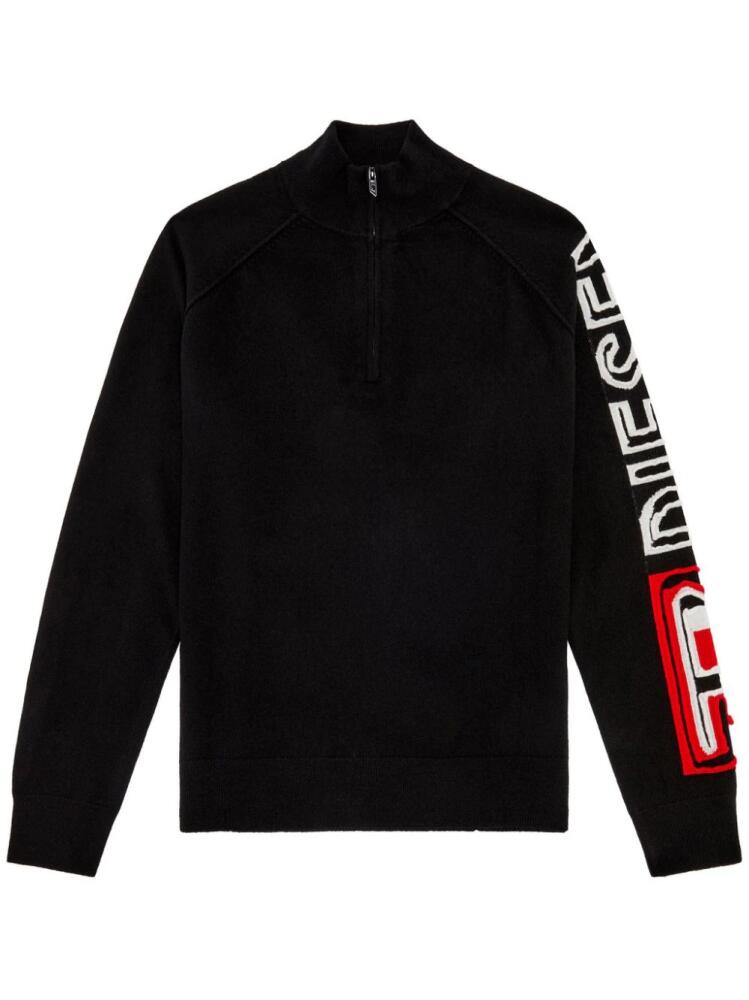 Diesel K-Stelvio logo-intarsia wool sweatshirt - Black Cover