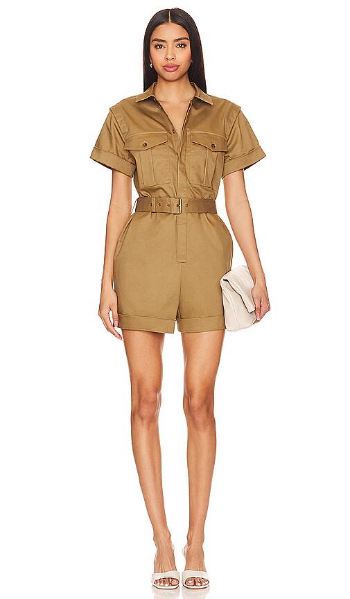 FRAME Utility Romper in Tan Cover