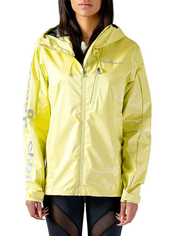 Woodpecker Women's Logo Iridescent Rain Jacket - Mellow Yellow Cover