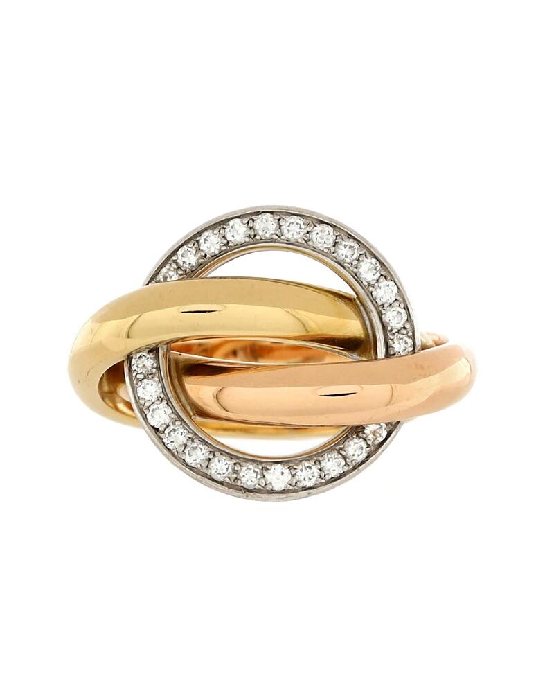 Pre-Owned Cartier Trinity Crash Ring 18K Tricolor Gold and Diamonds Cover