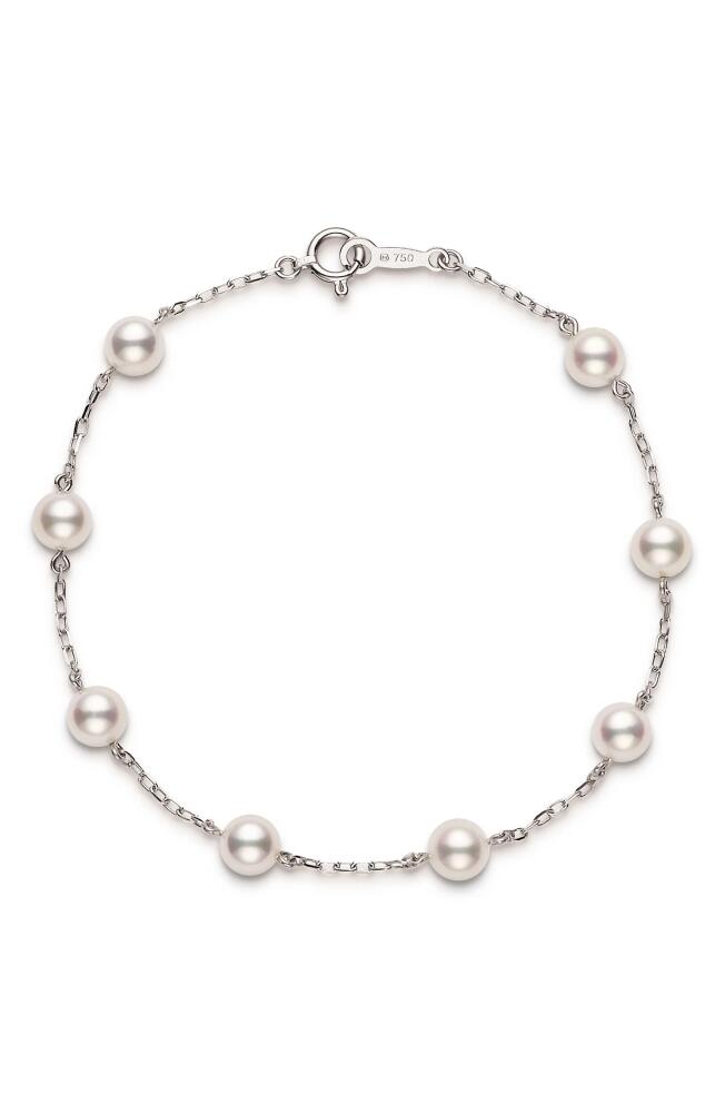 Mikimoto Akoya Cultured Pearl Station Bracelet in White Gold/Pearl Cover