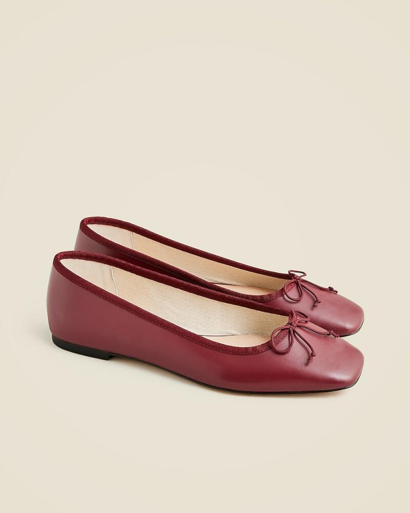 J.Crew Quinn square-toe ballet flats in leather Cover