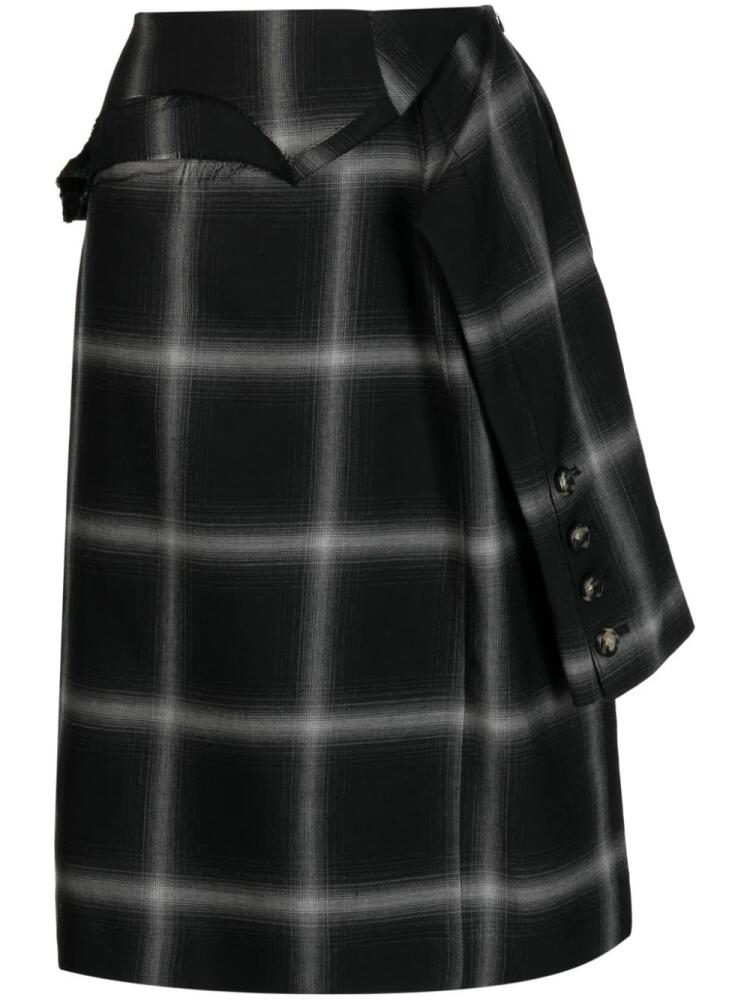 marina yee Birkin plaid-check wool skirt - Black Cover