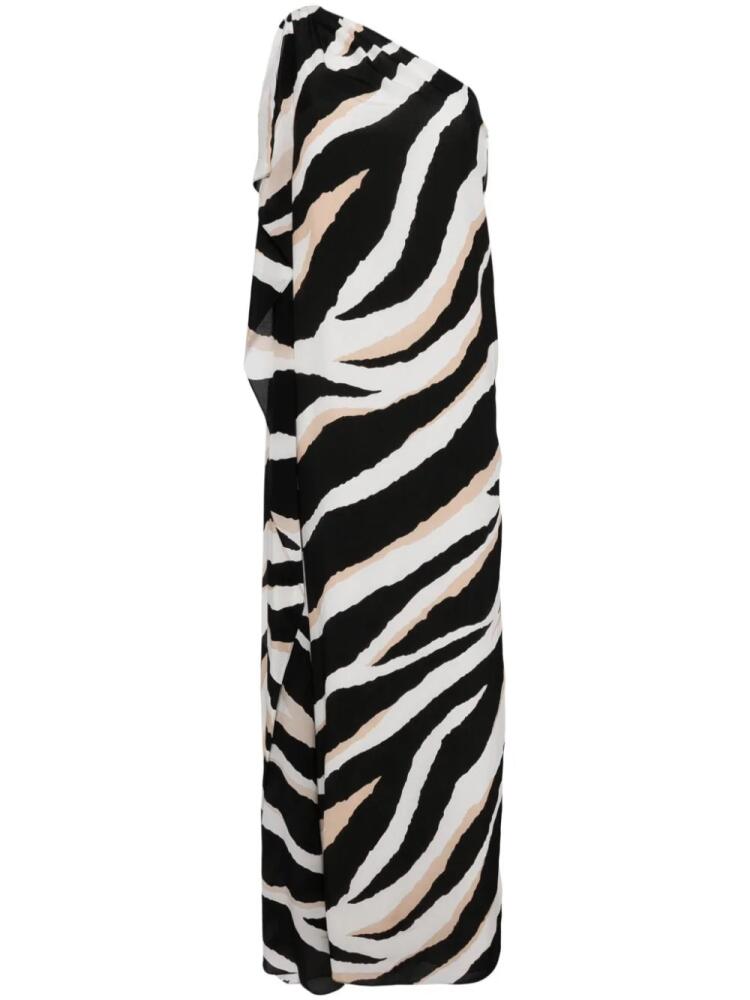 Elie Saab zebra-print silk dress - Black Cover