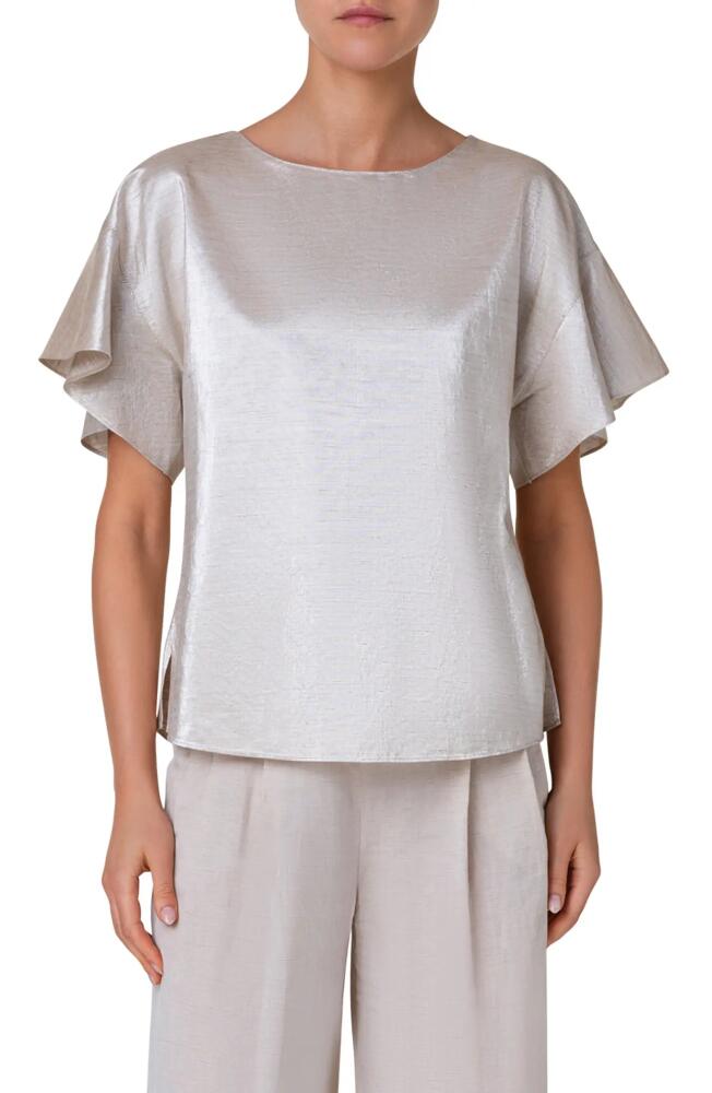 Akris punto Boxy Drop Shoulder Satin Top in Gold Cover