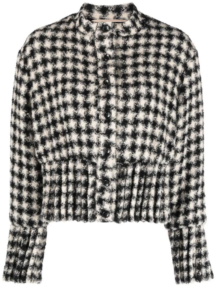 Rochas cropped houndstooth tweed jacket - White Cover