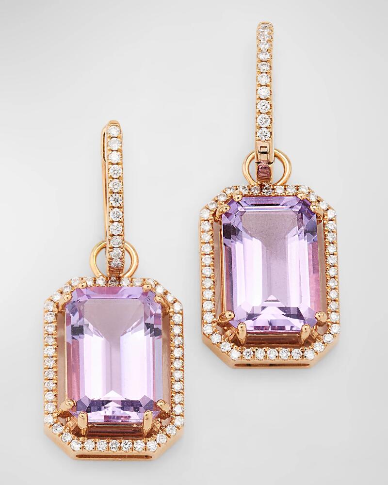 Goshwara Gossip 12x8mm Emerald Cut Lavender Amethyst and Diamond Earrings in 18K Pink Gold Cover