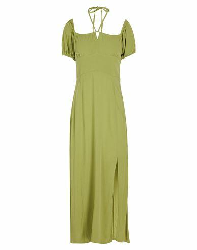 8 By Yoox Viscose Puff-sleeve Midi Dress Woman Midi dress Sage green Viscose Cover