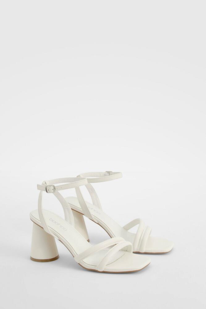 boohoo Womens Statement Padded Strappy Mid Heels - White Cover