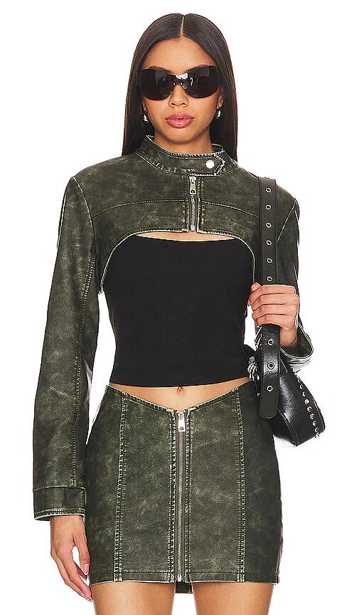 superdown Lupita Faux Leather Jacket in Olive Cover