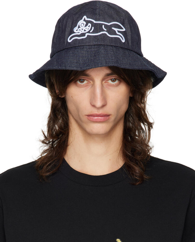 ICECREAM Indigo Running Dog Denim Bucket Hat Cover