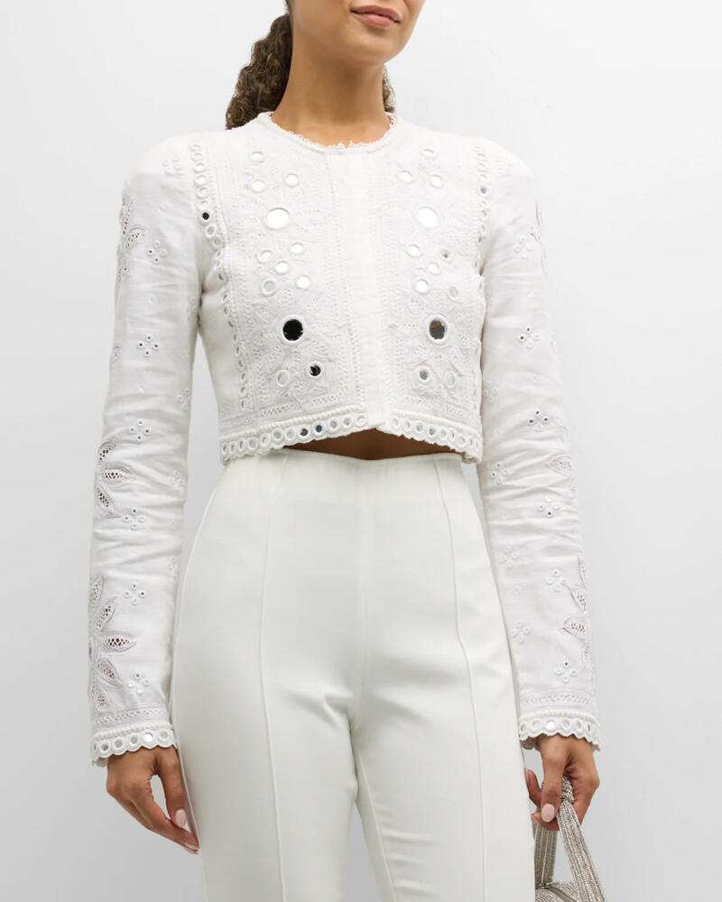 LoveShackFancy Veranda Eyelet Embroidered Crop Jacket Cover