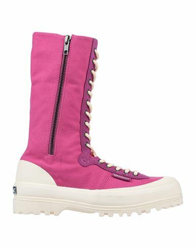 Paura X Superga Woman Ankle boots Fuchsia Cotton, Soft Leather Cover