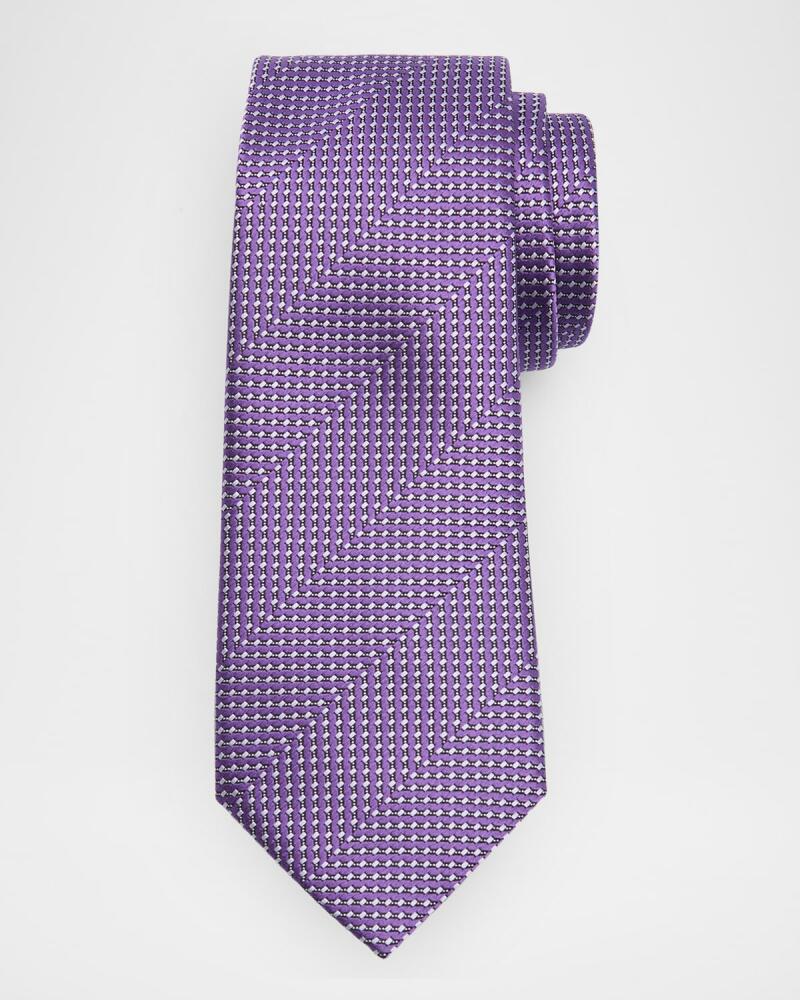 Giorgio Armani Men's Silk Geometric Jacquard Tie Cover