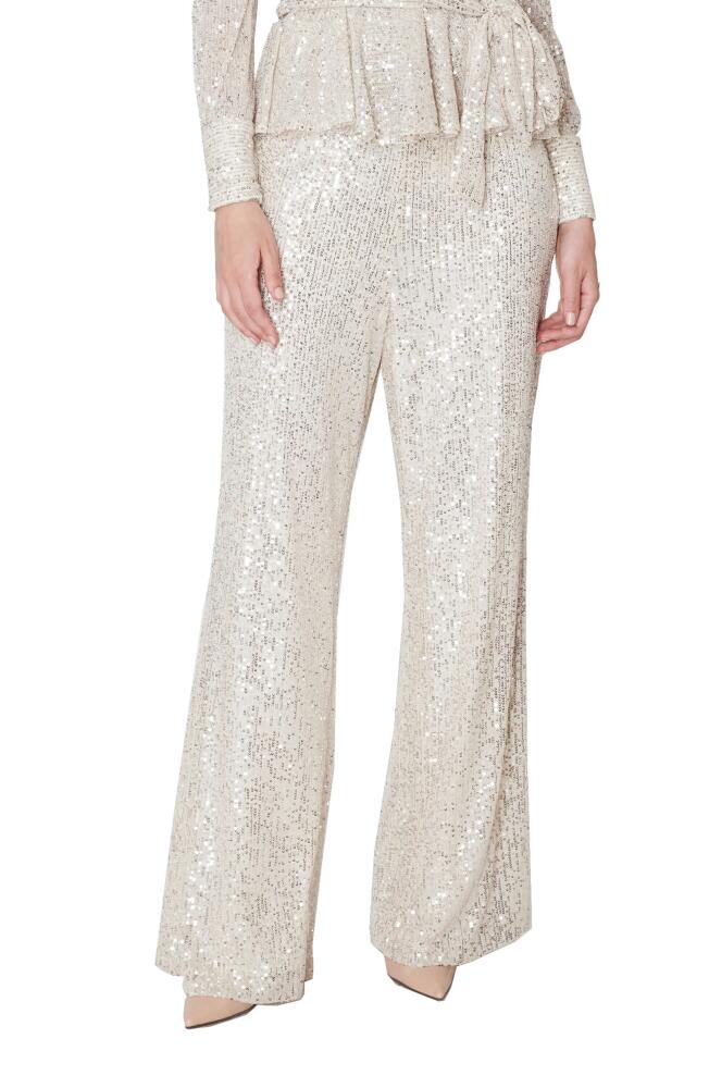 Julia Jordan Straight Leg Sequin Pants in Ivory/Silver Cover