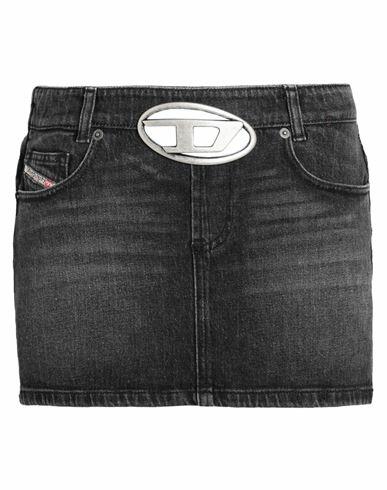 Diesel De-ron-s2 Woman Denim skirt Black Cotton, Elastane Cover