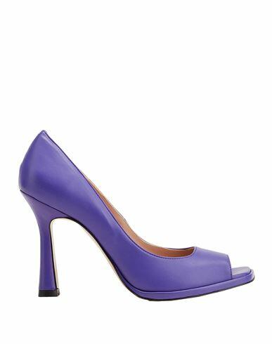 8 By Yoox Leather Square Open-toe Pumps Woman Pumps Purple Soft Leather Cover