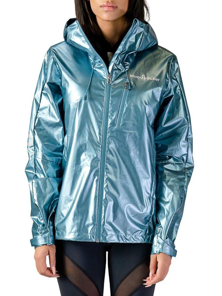 Woodpecker Women's Logo Iridescent Rain Jacket - Spear Mint Cover