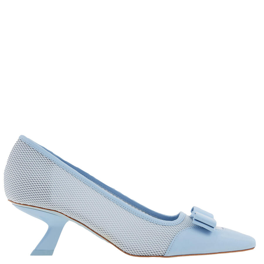 Salvatore Ferragamo Ladies Blue Anz Vara Bow Mesh Pumps Cover