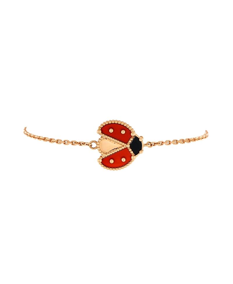 Pre-Owned Van Cleef & Arpels Lucky Spring Open Wings Ladybug Bracelet 18k Rose Gold with Carnelian and Onyx Cover