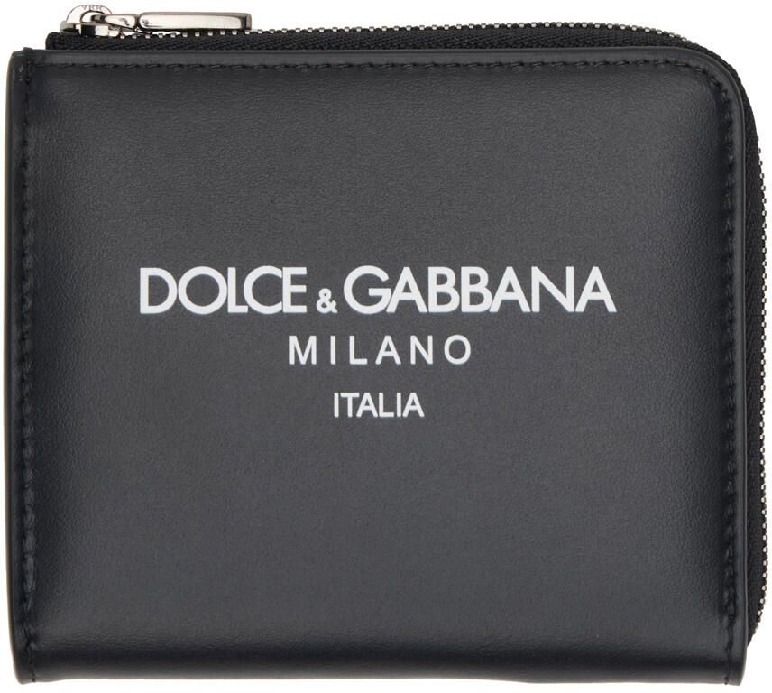 Dolce&Gabbana Black Leather Card Holder Cover