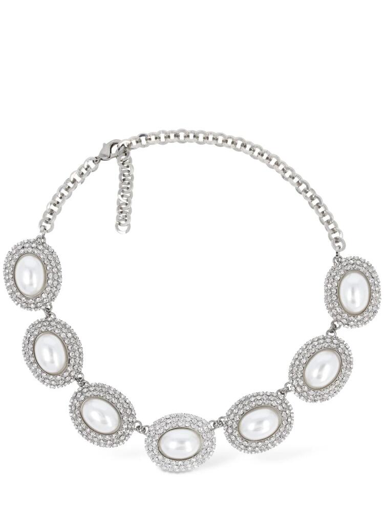 ALESSANDRA RICH Oval Faux Pearl & Crystal Necklace Cover