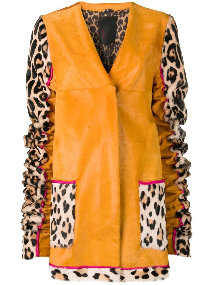 Liska animal printed sleeves coat - Yellow Cover