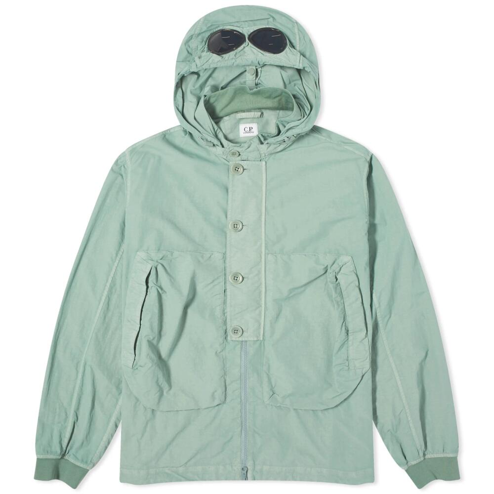 C.P. Company Men's Flatt Nylon Goggle Overshirt in Green Bay Cover