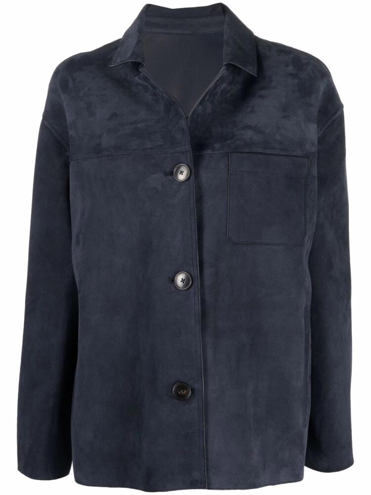 Yves Salomon button-up suede jacket - Blue Cover