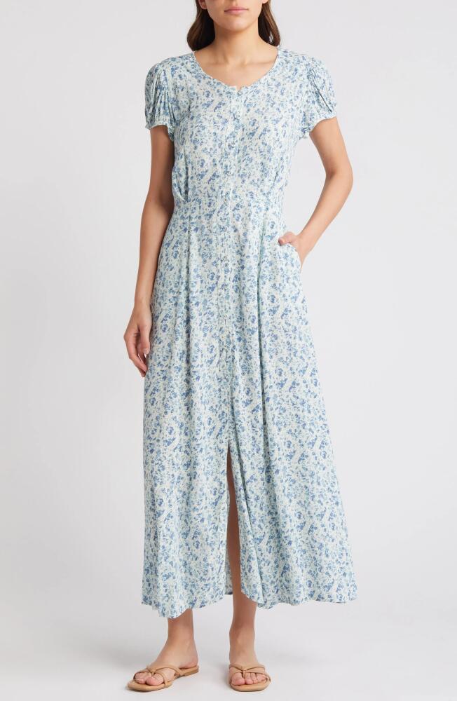 Treasure & Bond Floral Woven Maxi Dress in Ivory- Blue Harlow Blooms Cover