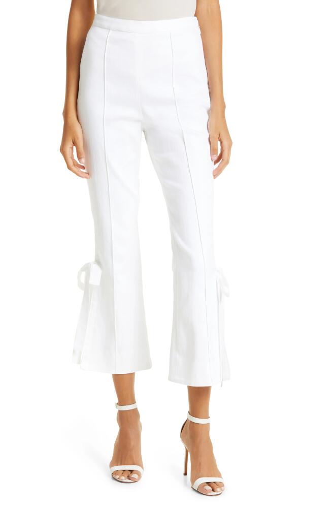 Cinq à Sept Lou Bow Detail Flare Leg Jeans in White Cover